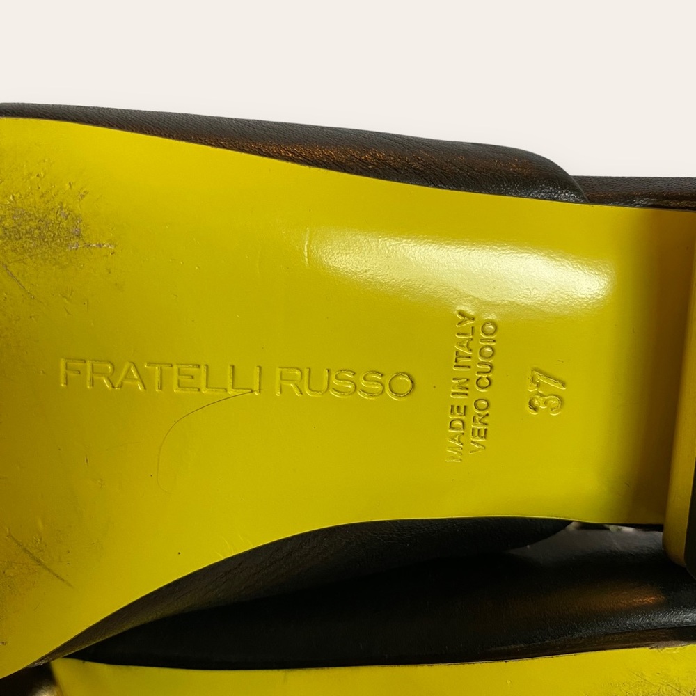 Fratelli Russo Studded Slide Mules w/ Geometric Heel SZ 37 - Picture 10 of 12